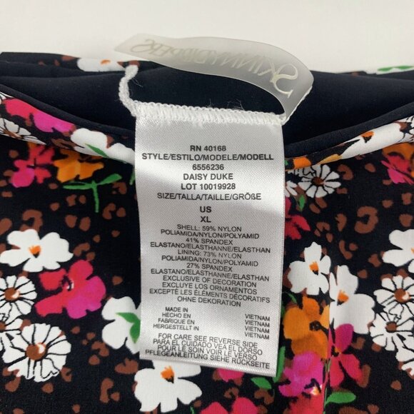 Skinny Dippers Bikini Bottoms Womens XL Black Multi Floral Dora Ruffled Swimwear - Picture 4 of 7